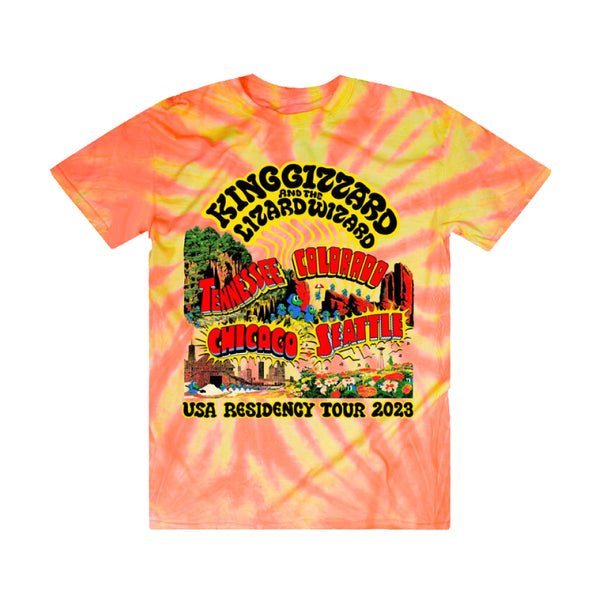 USA Residency Tour 2023 Tie Dye Tee - p(doom) records US