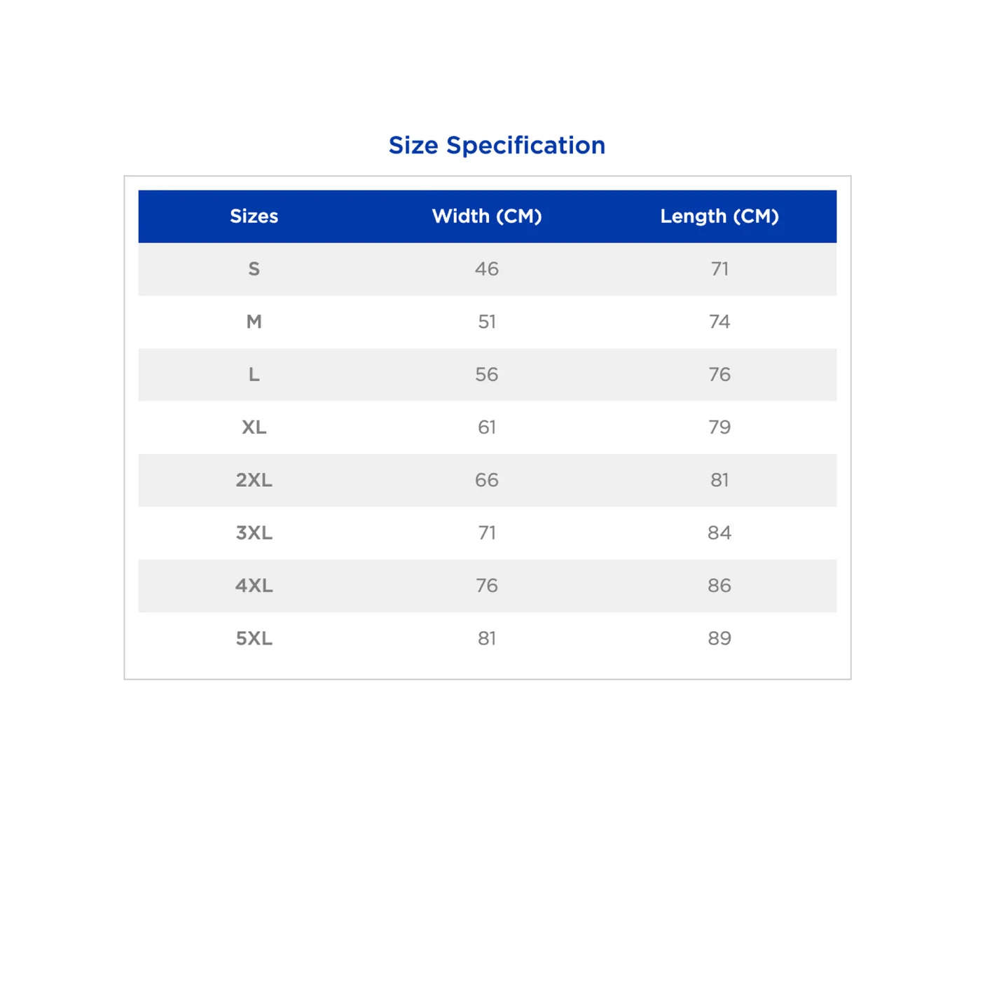  Guitar Legs Tee Size Chart