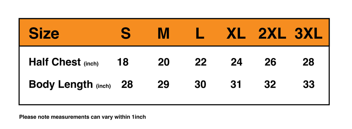 Sojourn Death Bat Longsleeve Tee Size Chart